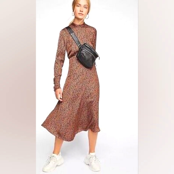 Free People- Animal Print Midi Dress - Picture 2 of 11